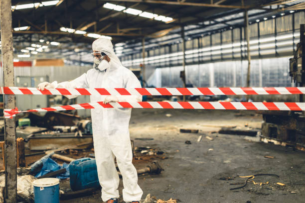 Professional Sewage Cleanup technician working in Clinton, AR